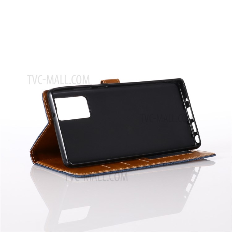 Oxford Cloth Leather Flip Cover for Samsung Galaxy Note20 Ultra/Ultra 5G - Dark Blue-4