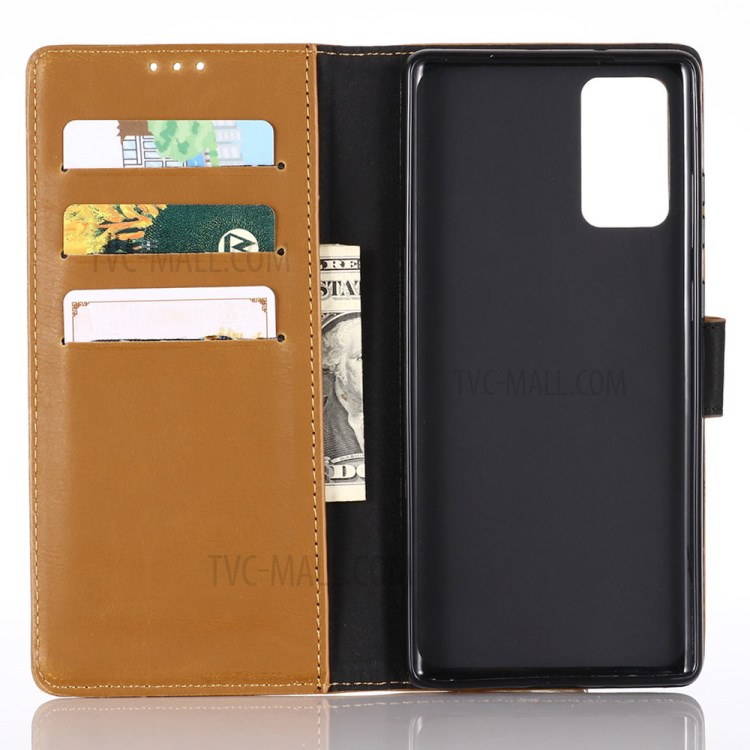 Crazy Horse Leather Wallet Case for Samsung Galaxy Note 20/Note 20 5G - Brown-3