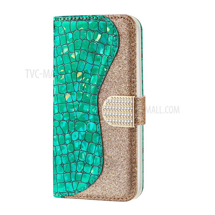 Cassa Del Raccoglitore Di Pelle Di Coccodrillo Scintillante Della Pelle In Polvere Per La Galassia A51 SM-A515 - Verde-2