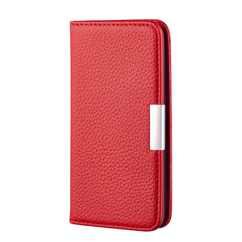 Litchi Skin Leather Stand Cover with Card Slots Case for Samsung Galaxy A51 SM-A515 - Red-1