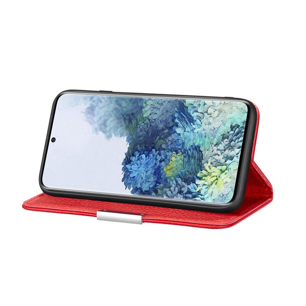 Litchi Skin Leather Stand Cover with Card Slots Case for Samsung Galaxy A51 SM-A515 - Red-4