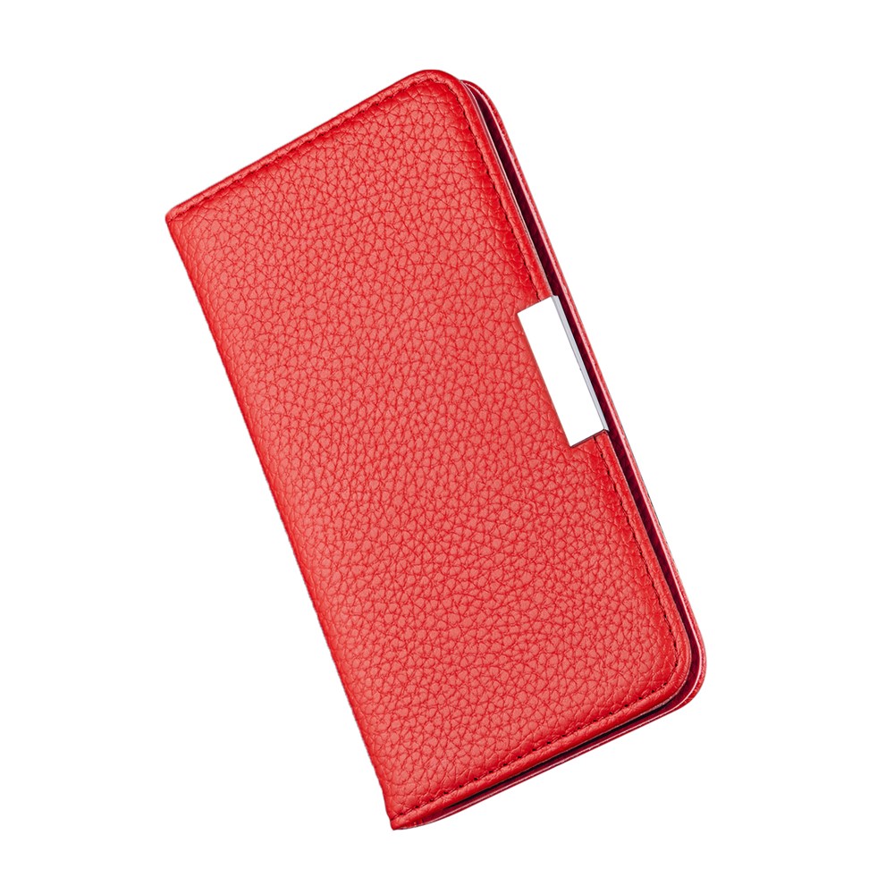 Litchi Skin Leather Stand Cover with Card Slots Case for Samsung Galaxy A51 SM-A515 - Red-5