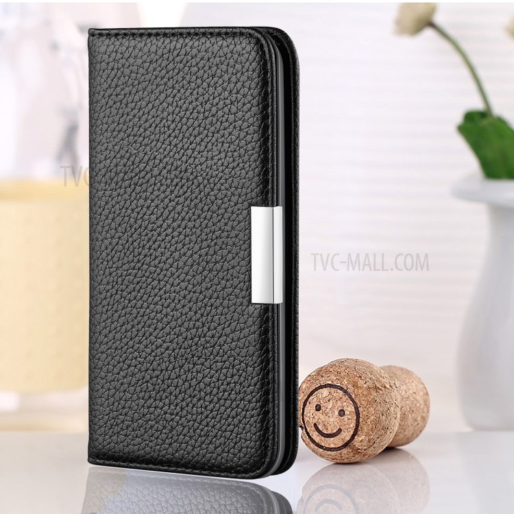 Litchi Skin Leather Stand Cover with Card Slots for Samsung Galaxy A71 SM-A715 - Black-13