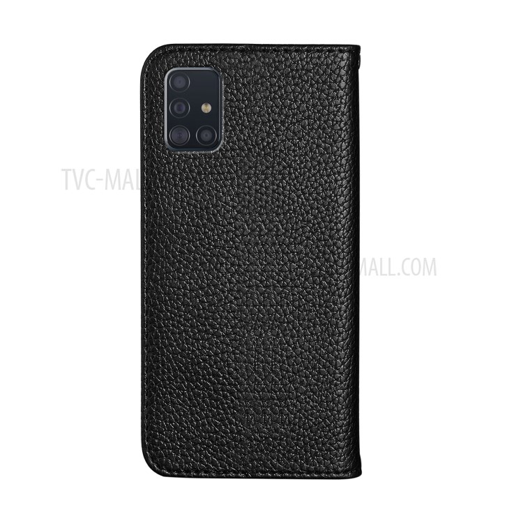 Litchi Skin Leather Stand Cover with Card Slots for Samsung Galaxy A71 SM-A715 - Black-3