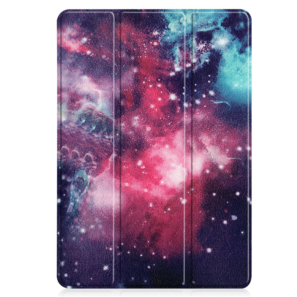 Pattern Printing Tri-fold Stand Leather Case with Pen Slot for Samsung Galaxy Tab S7 T870 - Galaxy Pattern-9