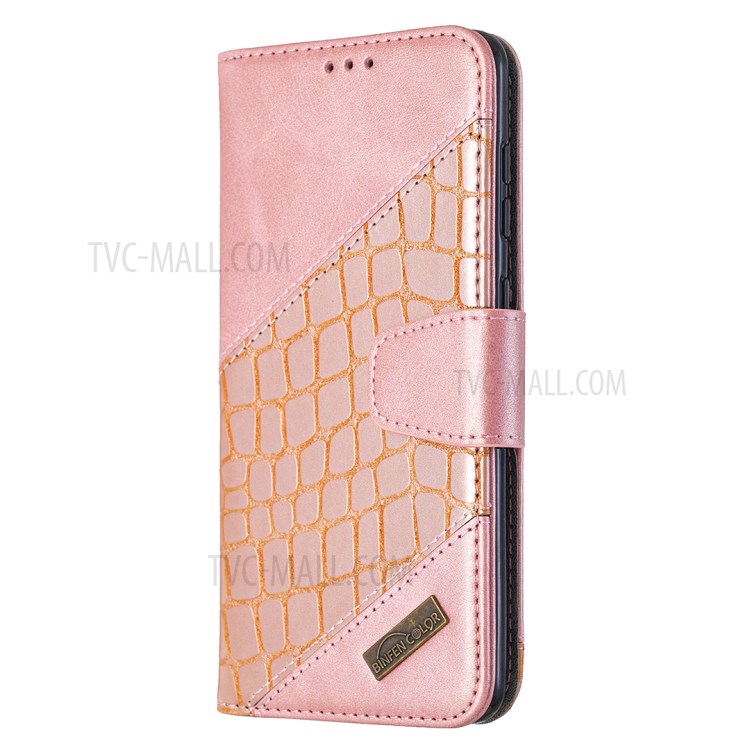 Assorted Color Crocodile Skin Leather Wallet Case for Samsung Galaxy A21s - Rose Gold-4