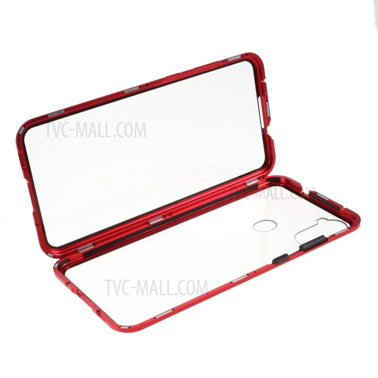 Detachable Cover Metal Magnetic Frame + Tempered Glass Back Case for Samsung Galaxy A11 - Red-1