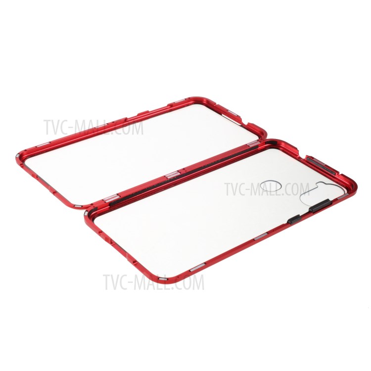 Detachable Cover Metal Magnetic Frame + Tempered Glass Back Case for Samsung Galaxy A11 - Red-2