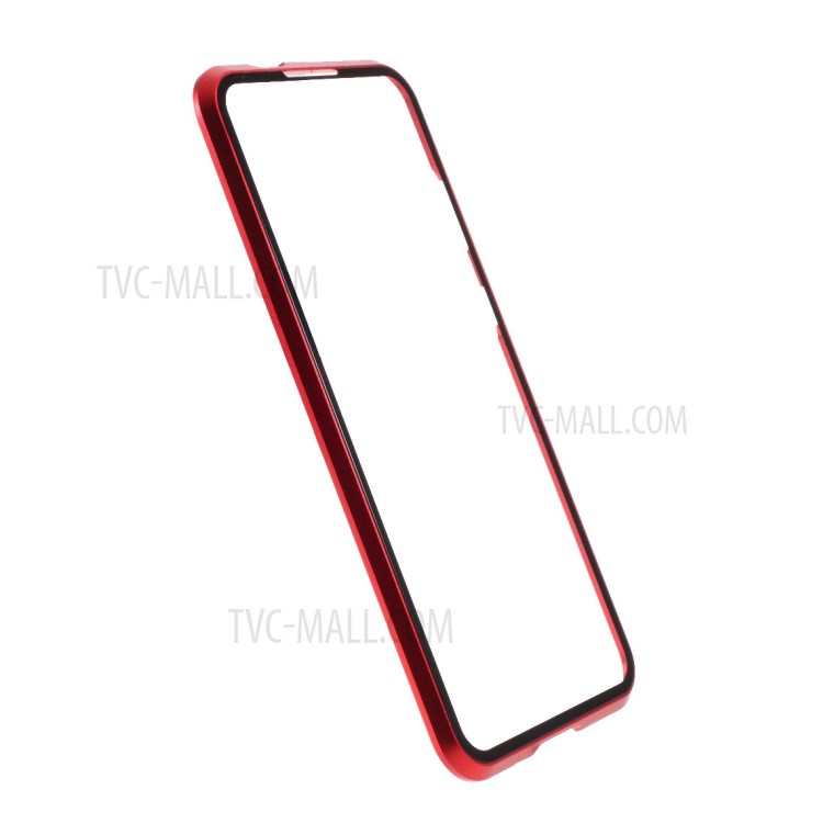 Detachable Cover Metal Magnetic Frame + Tempered Glass Back Case for Samsung Galaxy A11 - Red-4