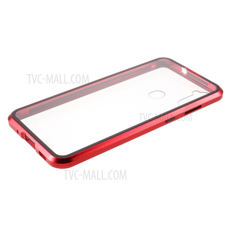 Detachable Cover Metal Magnetic Frame + Tempered Glass Back Case for Samsung Galaxy A11 - Red-8