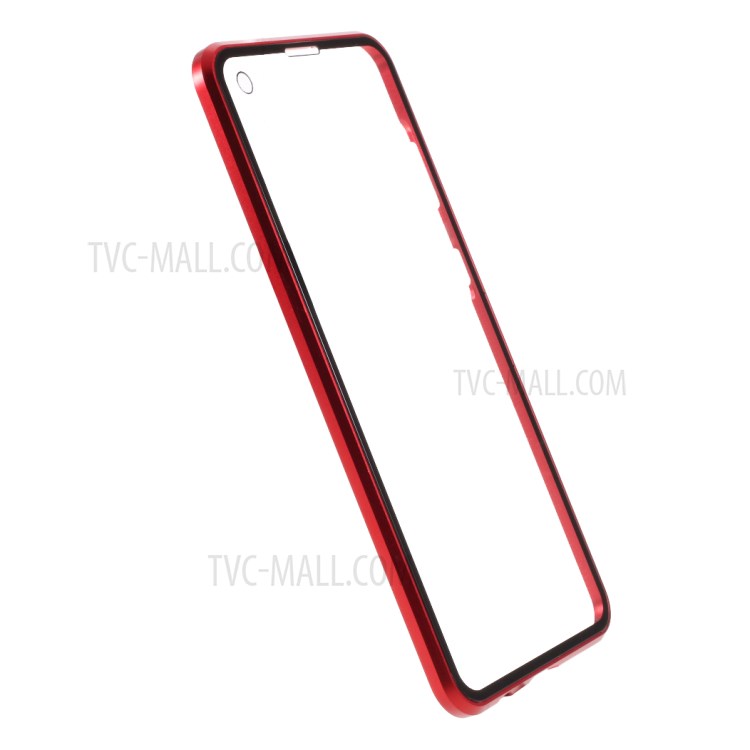 Magnetic Adsorption Metal Frame + Double-sided Tempered Glass Phone Cover for Samsung Galaxy A21s - Red-4