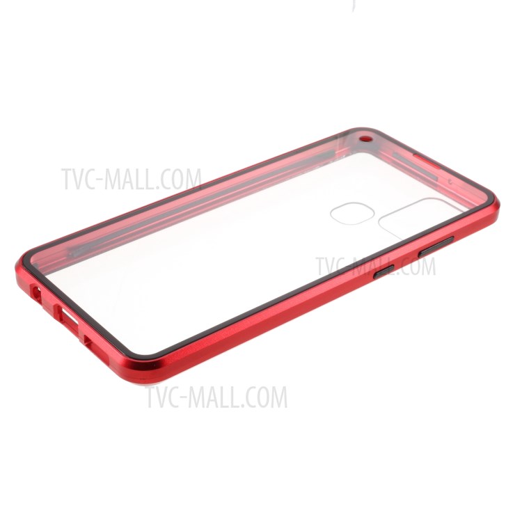 Magnetic Adsorption Metal Frame + Double-sided Tempered Glass Phone Cover for Samsung Galaxy A21s - Red-8