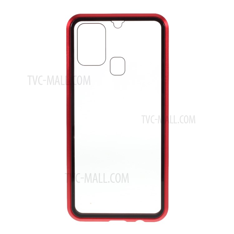 Full Covering Magnetic Metal Frame + Tempered Glass Touch Screen Phone Shell for Samsung Galaxy M31 - Red-7