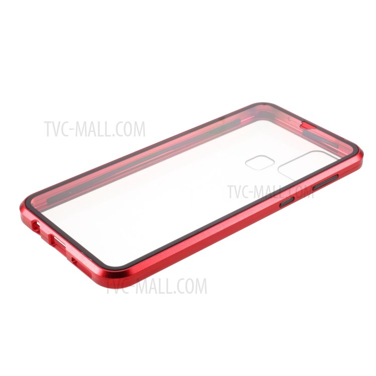 Full Covering Magnetic Metal Frame + Tempered Glass Touch Screen Phone Shell for Samsung Galaxy M31 - Red-8