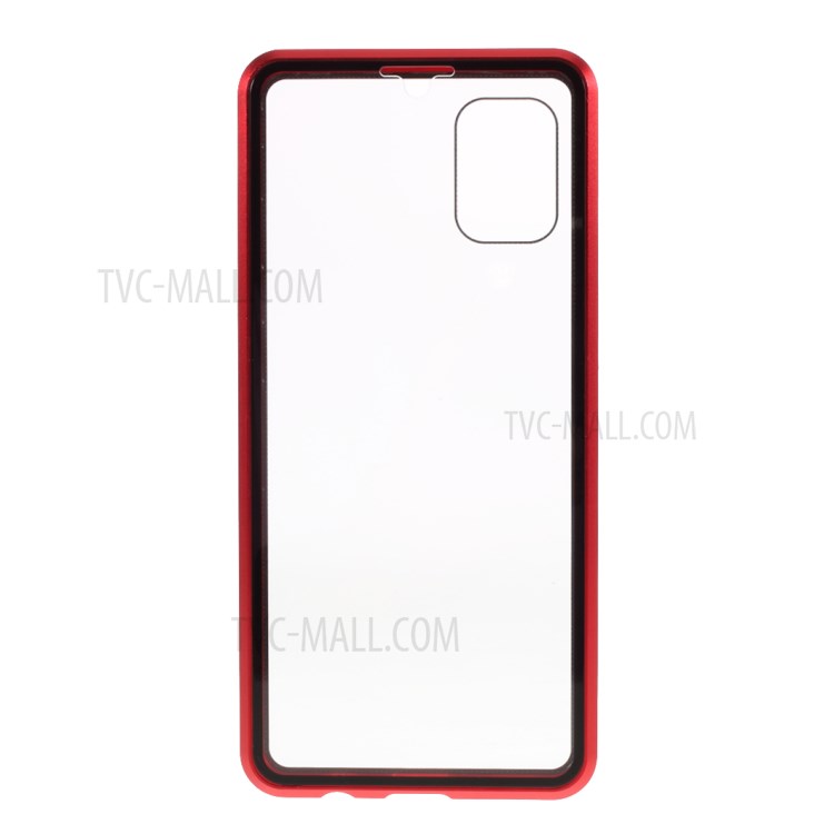 Detachable Shell Metal Magnetic Frame + Tempered Glass Back Case for Samsung Galaxy A31 - Red-5