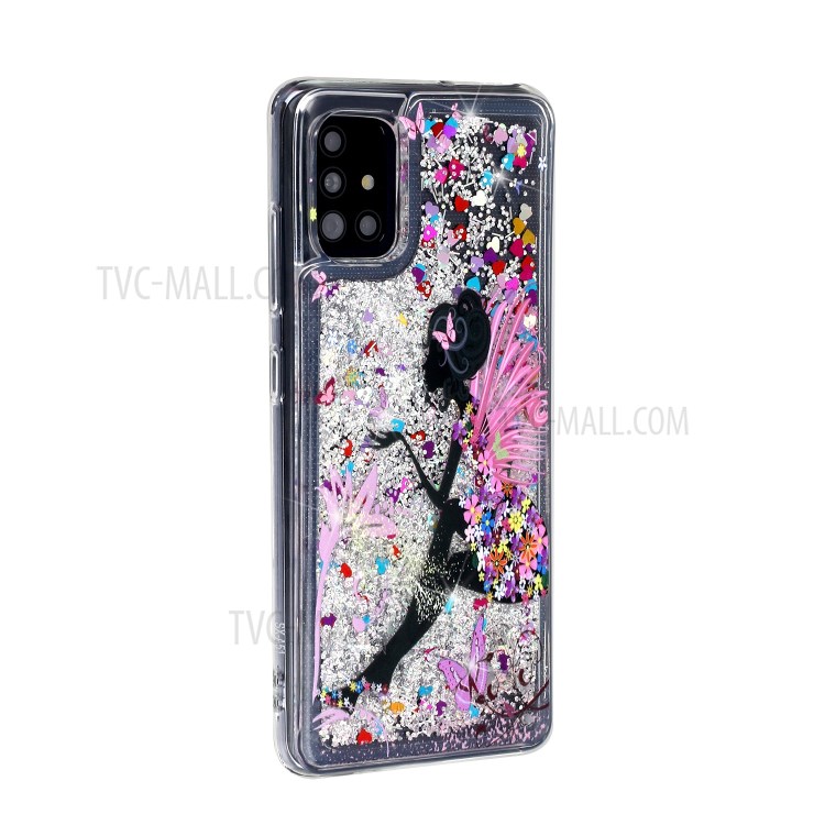 Pattern Printing Glitter Powder Quicksand TPU Back Cover for Samsung Galaxy A51 SM-A515 - Girl and Butterfly-3