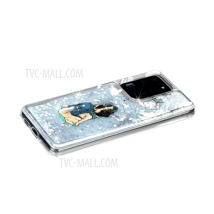 Pattern Printing Glitter Powder Quicksand TPU Phone Case for Samsung Galaxy S20 Ultra - Dog-4