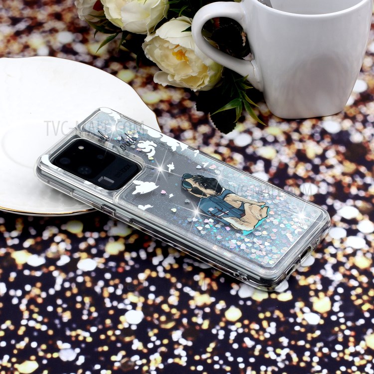 Pattern Printing Glitter Powder Quicksand TPU Phone Case for Samsung Galaxy S20 Ultra - Dog-7