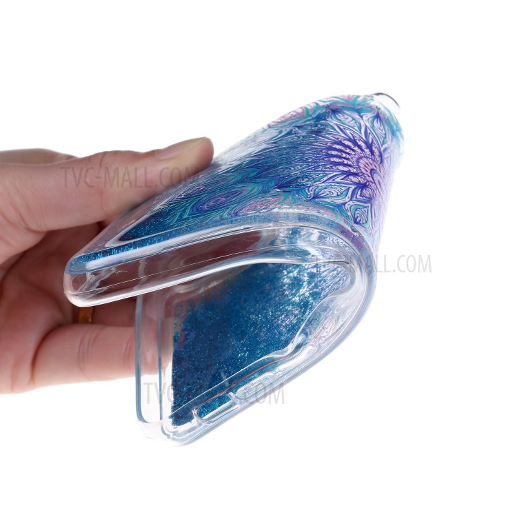 Pattern Printing Glitter Powder Quicksand TPU Phone Case for Samsung Galaxy S20 Ultra - Blue Malanda Flower-5