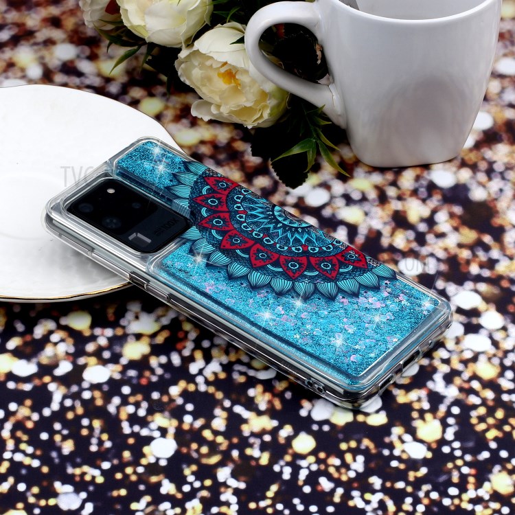 Pattern Printing Glitter Powder Quicksand TPU Phone Case for Samsung Galaxy S20 Ultra - Malanda Flower-7