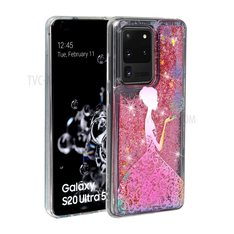 Pattern Printing Glitter Powder Quicksand TPU Phone Case for Samsung Galaxy S20 Ultra - Girl-2