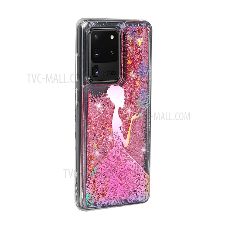 Pattern Printing Glitter Powder Quicksand TPU Phone Case for Samsung Galaxy S20 Ultra - Girl-3