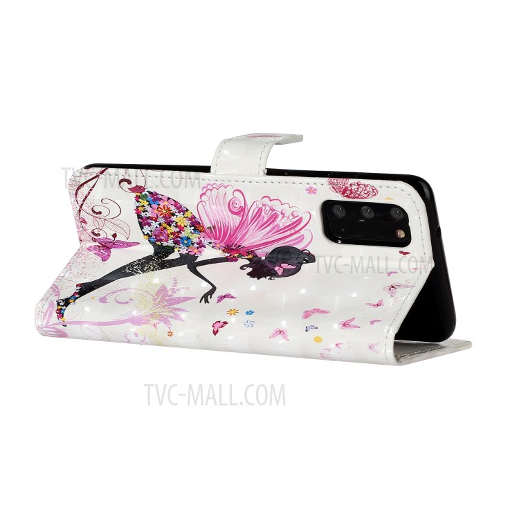 Pattern Printing Light Spot Decor Leather Case Stand Wallet Phone Cover for Samsung Galaxy S20 - Beauty-3