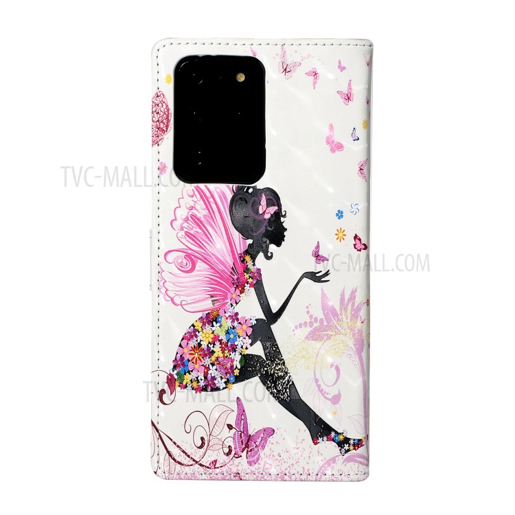 Pattern Printing Light Spot Decor Leather Case Stand Wallet Phone Cover for Samsung Galaxy S20 Ultra - Beauty-2