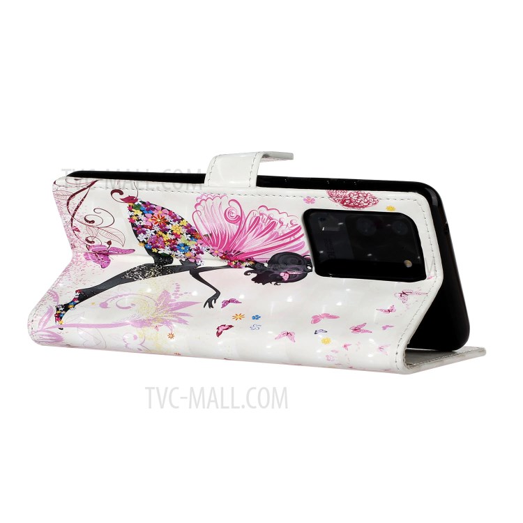 Pattern Printing Light Spot Decor Leather Case Stand Wallet Phone Cover for Samsung Galaxy S20 Ultra - Beauty-3