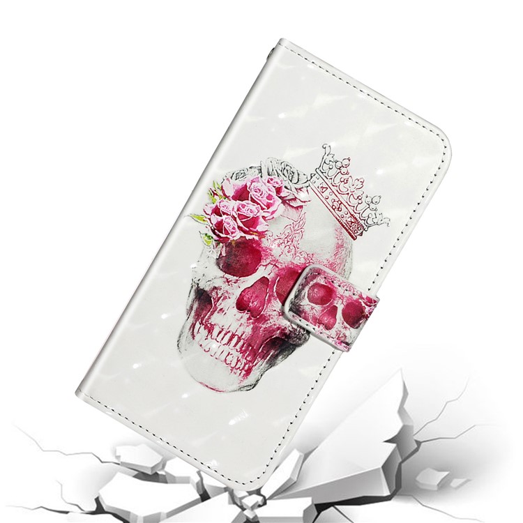 Pattern Printing Light Spot Decor Leather Case Stand Wallet Phone Cover for Samsung Galaxy A51 SM-A515 - Flower Skull-5