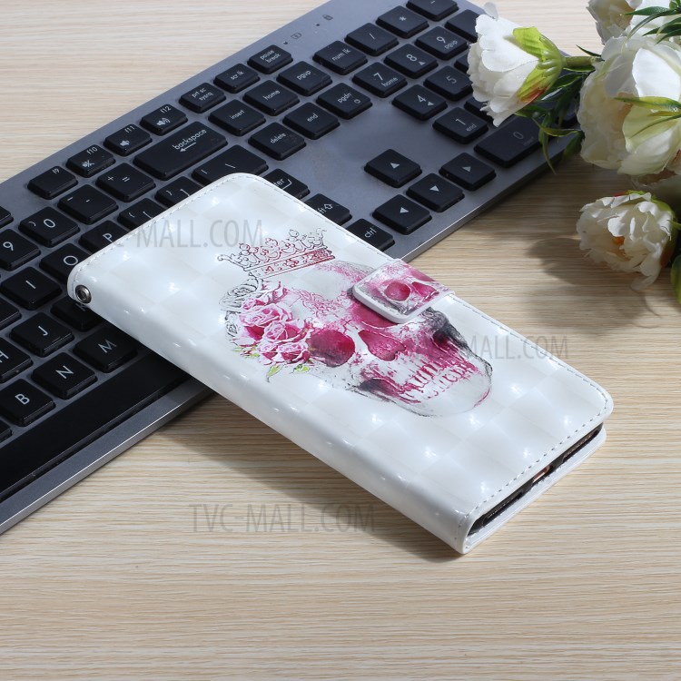 Pattern Printing Light Spot Decor Leather Case Stand Wallet Phone Cover for Samsung Galaxy A71 SM-A715 - Flower Skull-6