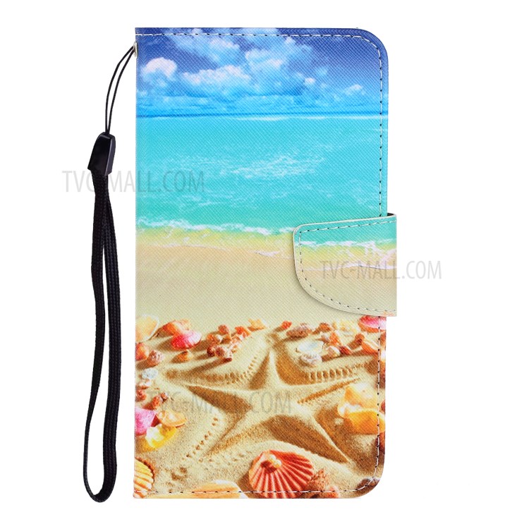 Pattern Printing Flip Leather Wallet Protective Case for Samsung Galaxy Note20 Ultra/Note20 Ultra 5G - Beach-2