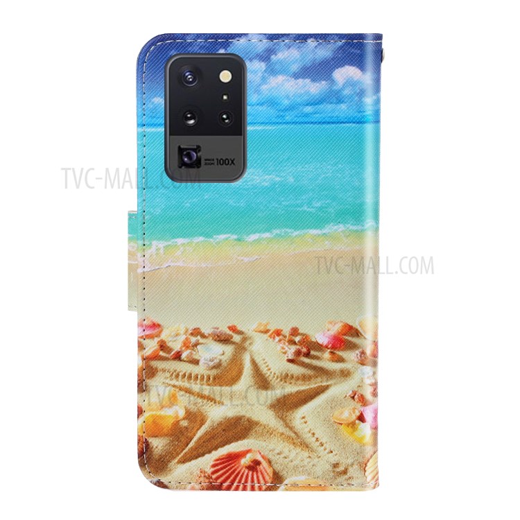 Pattern Printing Flip Leather Wallet Protective Case for Samsung Galaxy Note20 Ultra/Note20 Ultra 5G - Beach-3