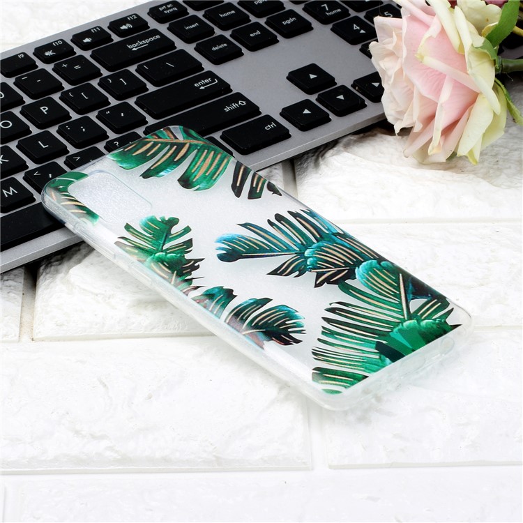 Pattern Printing Flexible TPU Shell for Samsung Galaxy A31 - Leaves-4