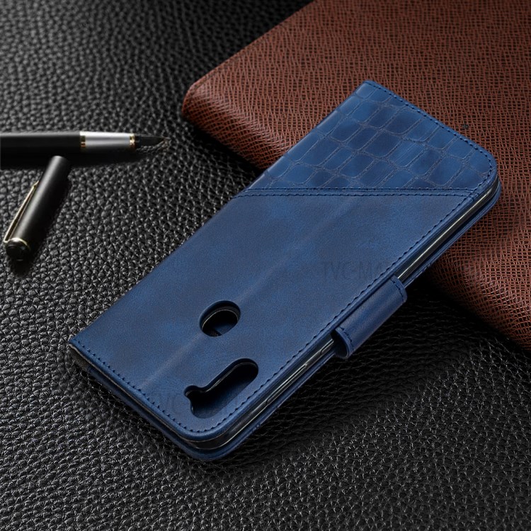 Crocodile Skin Assorted Color Style Leather Wallet Sttand Case for Samsung Galaxy M11 / A11 - Blue-8