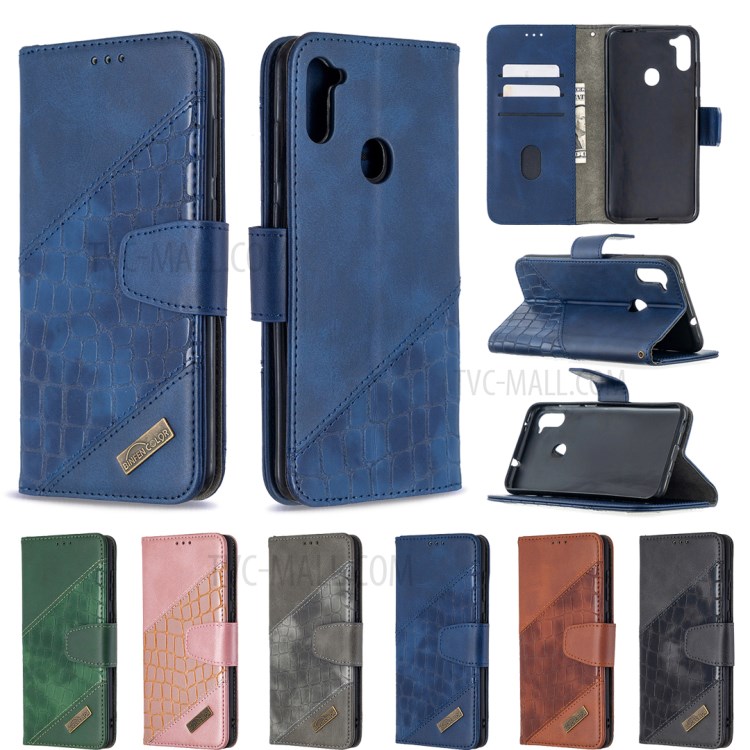 Crocodile Skin Assorted Color Style Leather Wallet Sttand Case for Samsung Galaxy M11 / A11 - Blue-9