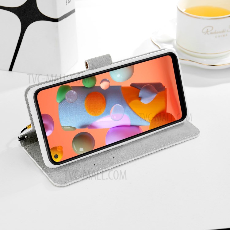 Glittery Powder Splicing Wallet Leather Case with Stand for Samsung Galaxy A11 - Black-12
