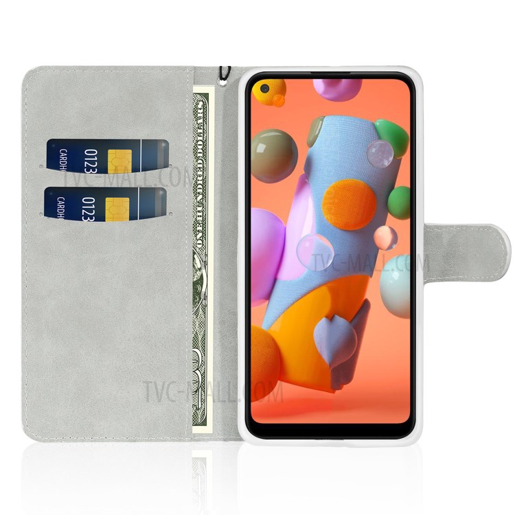 Glittery Powder Splicing Wallet Leather Case with Stand for Samsung Galaxy A11 - Black-4