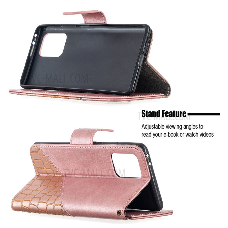 Crocodile Skin Assorted Color Style Leather Wallet Case for Samsung Galaxy A91 / S10 Lite - Rose Gold-2