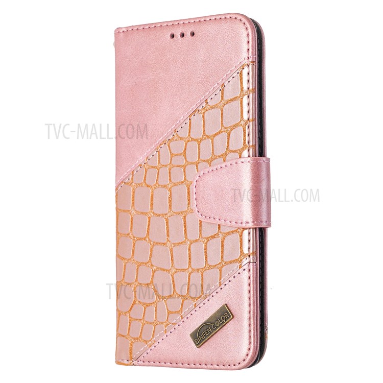 Crocodile Skin Assorted Color Style Leather Wallet Case for Samsung Galaxy A91 / S10 Lite - Rose Gold-4