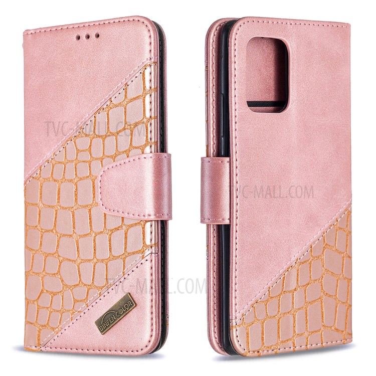 Crocodile Skin Assorted Color Style Leather Wallet Case for Samsung Galaxy A91 / S10 Lite - Rose Gold-6