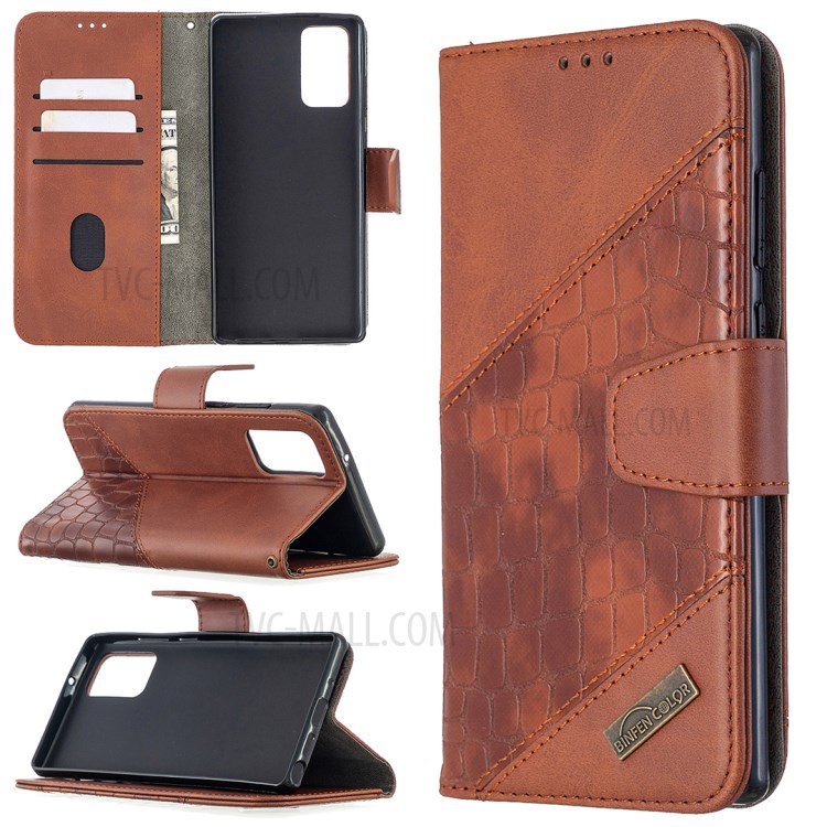 Crocodile Texture Assorted Color Leather Wallet Case for Samsung Galaxy Note 20 5G / Note 20 - Brown-1