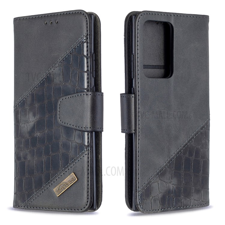 Assorted Color Crocodile Skin Leather Wallet Case for Samsung Galaxy Note20 Ultra / Note20 Ultra 5G - Black-6