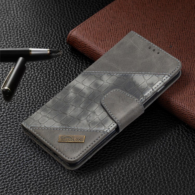Caso Carteira Variada Estilo Couro Cor Da Pele De Crocodilo Para Samsung Galaxy S10 - Cinzento-7