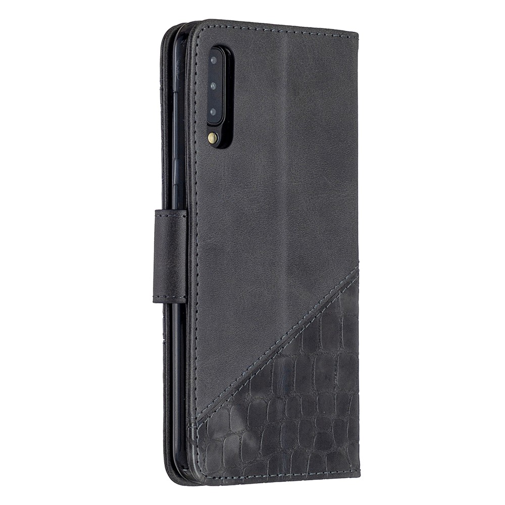 Assorted Color Crocodile Skin Leather Wallet Case for Samsung Galaxy A50 - Black-5