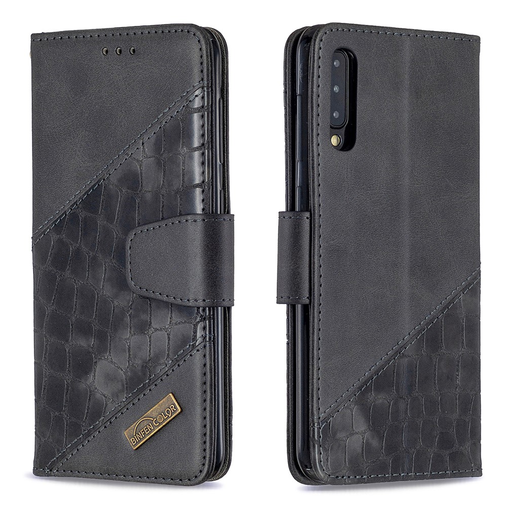 Assorted Color Crocodile Skin Leather Wallet Case for Samsung Galaxy A50 - Black-6