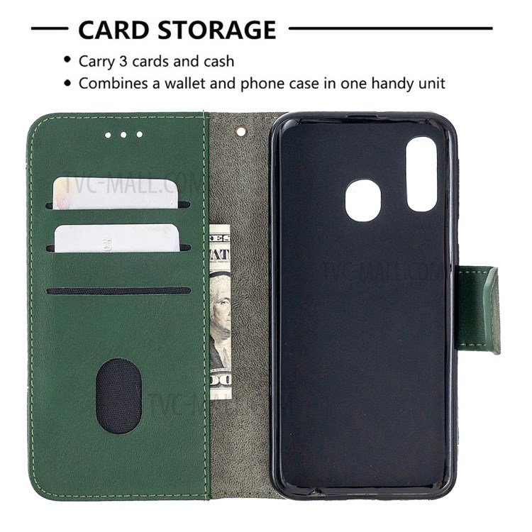 Assorted Color Crocodile Skin Leather Wallet Case for Samsung Galaxy A40 - Green-3