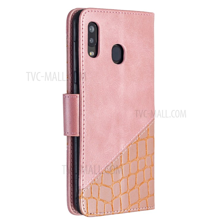 Assorted Color Crocodile Skin Leather Wallet Case for Samsung Galaxy A20 / A30 - Rose Gold-5