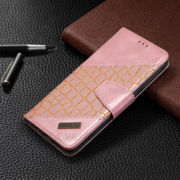 Assorted Color Crocodile Skin Leather Wallet Case for Samsung Galaxy A20 / A30 - Rose Gold-7