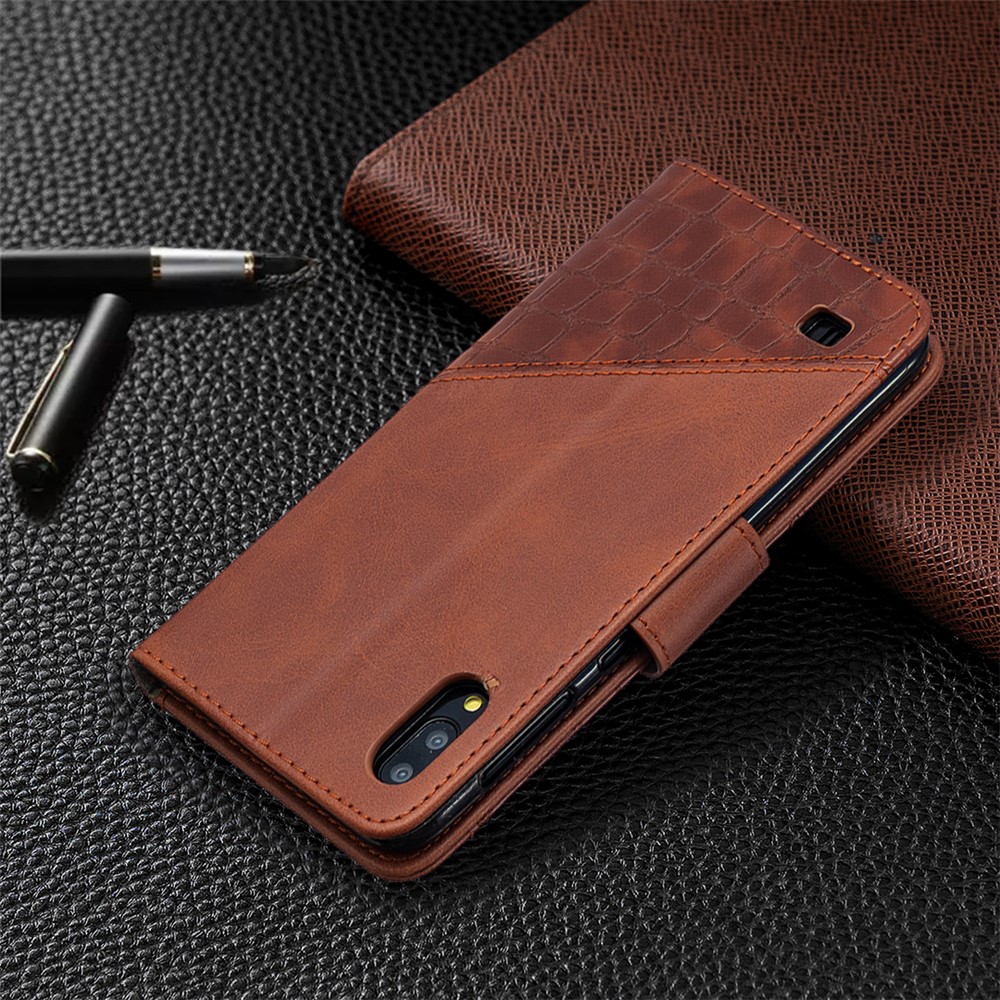 Assorted Color Crocodile Skin Leather Wallet Case for Samsung Galaxy A10 / M10 - Brown-8